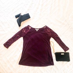 Plum Lacy Sleeve Top